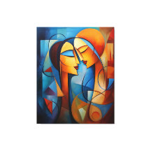 Colourful Abstract Painting Couple canvas wall Art