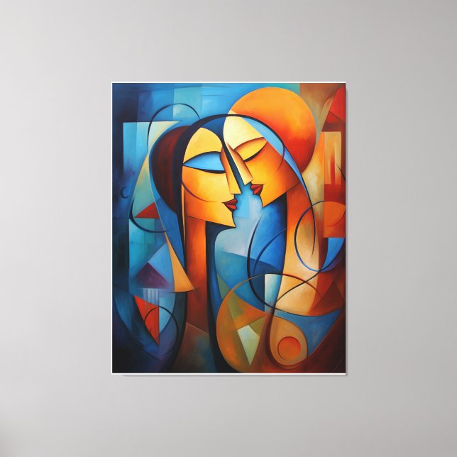Colourful Abstract Painting Couple canvas wall Art (Front)
