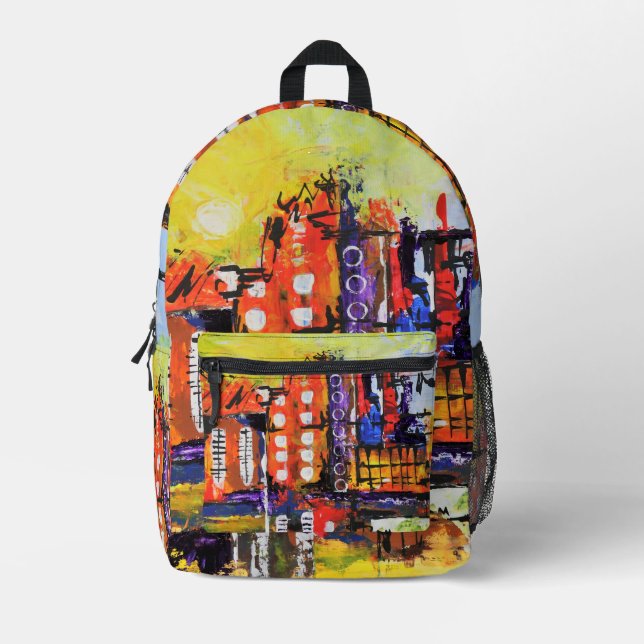Colourful Abstract Painting Design Printed Backpack (Front)