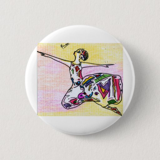 Image of colourful abstract painting dress dancing girl 6 Cm Round Badge