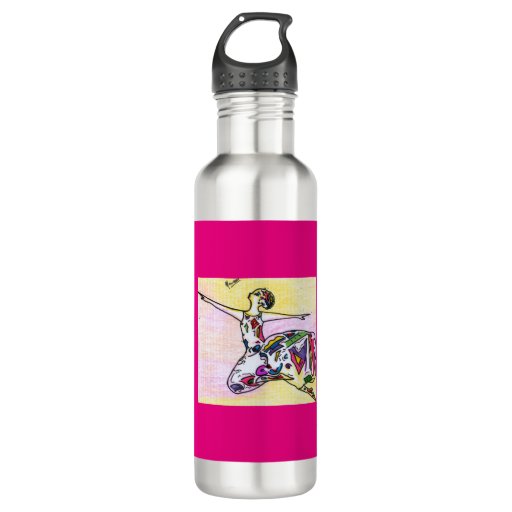 Image of colourful abstract painting dress dancing girl 710 Ml Water Bottle