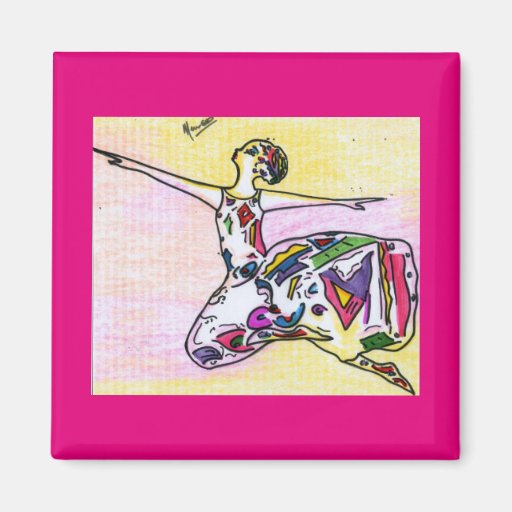 Image of colourful abstract painting dress dancing girl Magnet