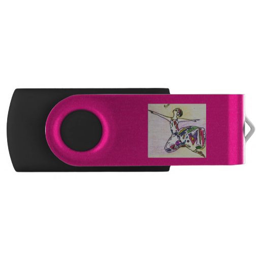 Image of colourful abstract painting dress dancing girl Usb Flash Drive