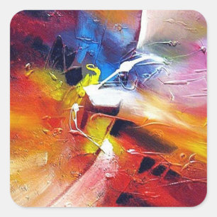 Colourful Abstract Painting Expressionist Template Square Sticker