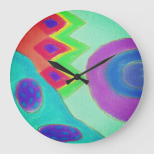 Colourful Abstract Painting Large Clock