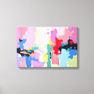 Colourful Abstract Painting with Spatters and Drip Canvas Print