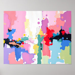 Colourful Abstract Painting with Spatters and Drip Poster
