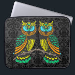 Colourful Abstract Pair Of Owls Laptop Sleeve<br><div class="desc">Cute colourful line-drawing pair of owls.</div>