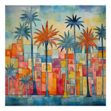 Colourful Abstract Palm Tree Poster