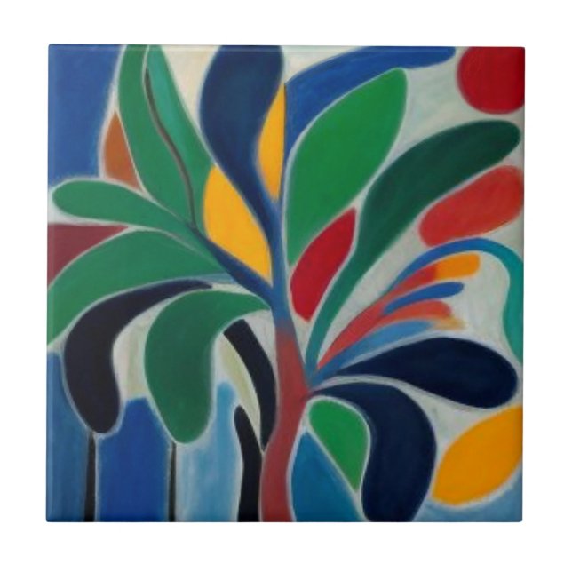 Colourful Abstract Palm Tree Tile (Front)