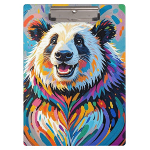 Colourful abstract panda animal art design clipboard