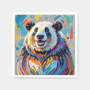 Colourful abstract panda animal art design napkin
