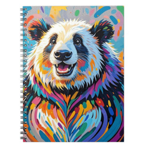 Colourful abstract panda animal art design notebook