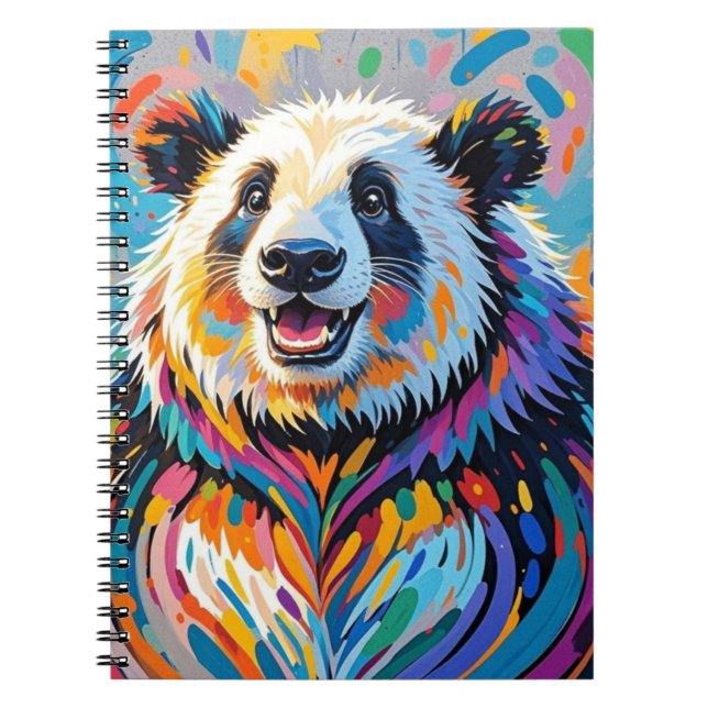 Colourful abstract panda animal art design notebook (Front)