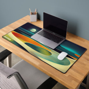 Colourful abstract panoramic landscape monogram desk mat