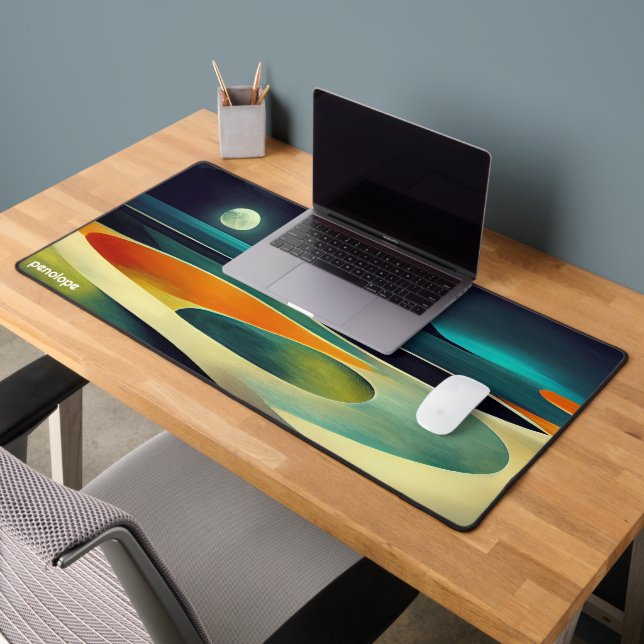Colourful abstract panoramic landscape monogram desk mat (Office 2)