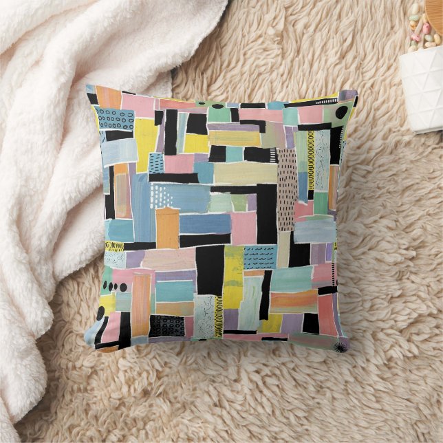 Colourful Abstract Patchwork Pattern (2) Cushion (Blanket)