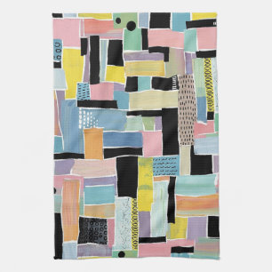 Colourful Abstract Patchwork Pattern (2) Tea Towel