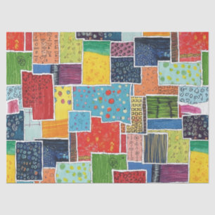 Colourful Abstract Patchwork Pattern Tissue Paper