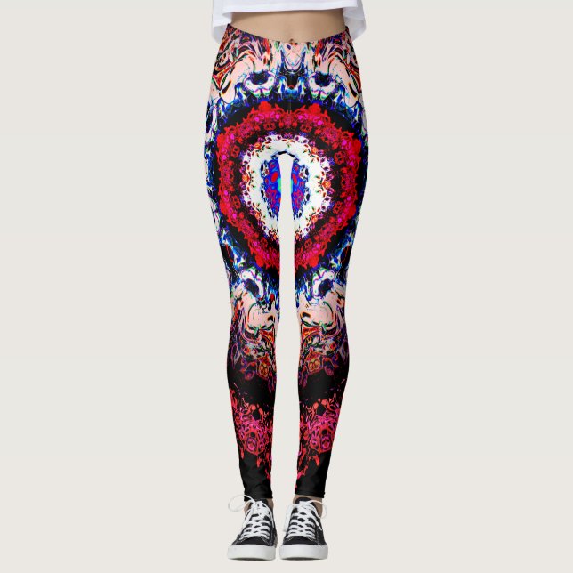 Colourful abstract pattern (alien eye) leggings (Front)