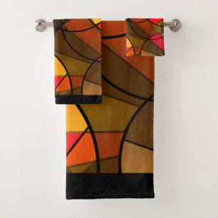 Colourful abstract pattern bath towel set