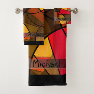 Colourful abstract pattern bath towel set