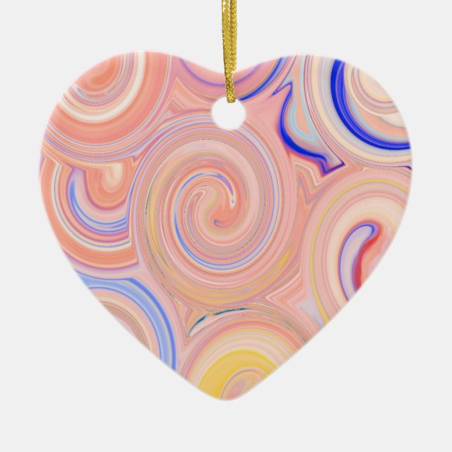 Colourful abstract pattern ceramic tree decoration (Front)