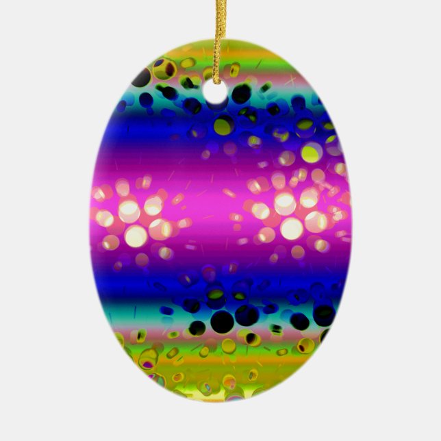 Colourful Abstract Pattern Ceramic Tree Decoration (Front)