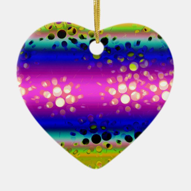 Colourful Abstract Pattern Ceramic Tree Decoration (Front)
