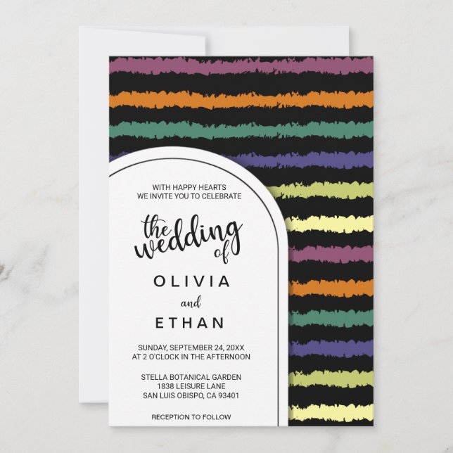 Colourful abstract pattern chic Wedding Invitation (Front)
