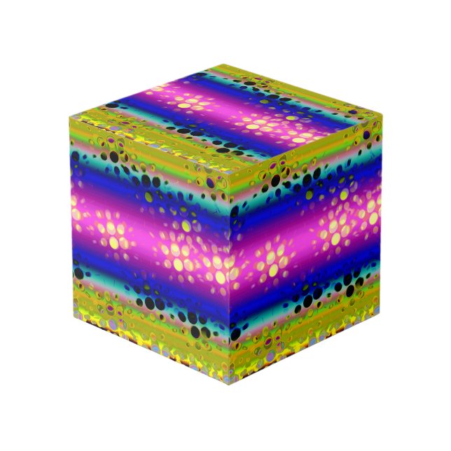 Colourful Abstract Pattern Cube (Front Angled)