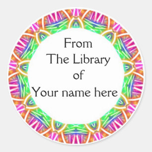 Colourful Abstract Pattern Library Bookplates Classic Round Sticker