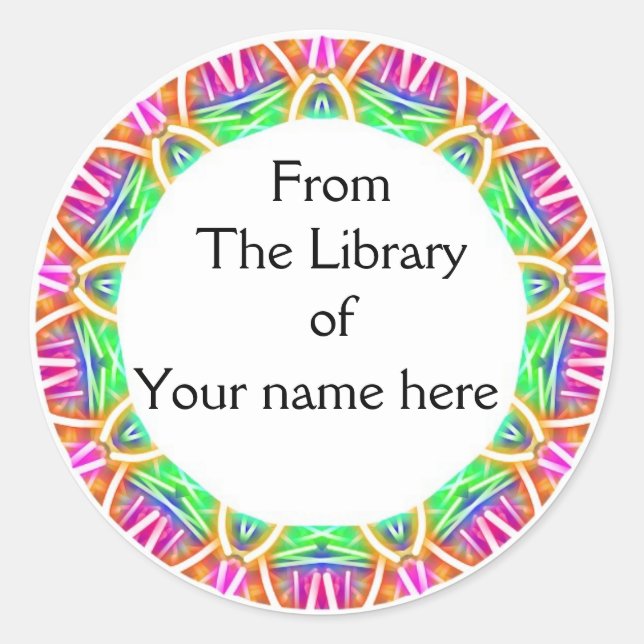Colourful Abstract Pattern Library Bookplates Classic Round Sticker (Front)