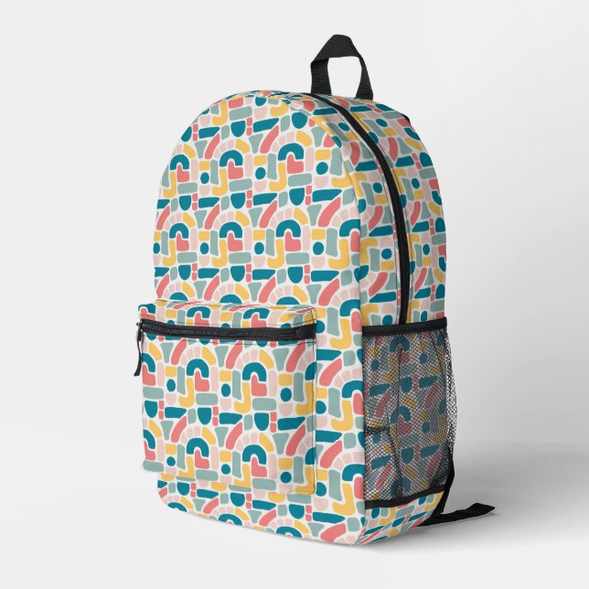 Colourful Abstract Pattern Printed Backpack (Back Corner Right)