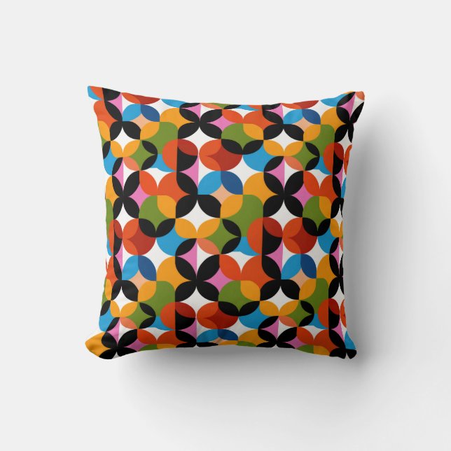 Colourful Abstract Pattern RETRO Mid Century Moder Cushion (Front)
