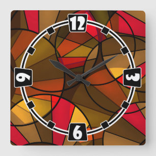 Colourful abstract pattern square wall clock