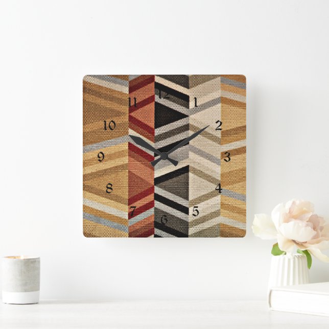 Colourful Abstract Pattern Square Wall Clock (Home)
