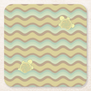 colourful abstract pattern, waves square paper coaster