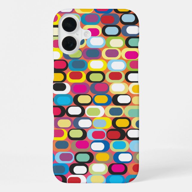 Colourful abstract pattern with rounded rectangles iPhone case (Back)