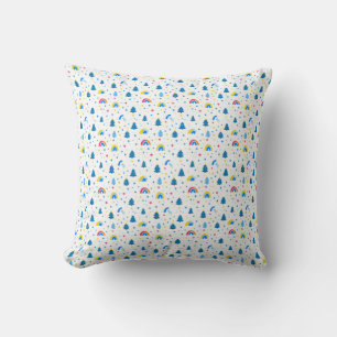 Colourful Abstract Pattern with Trees and Rainbows Cushion