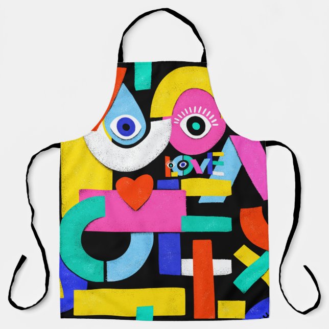 Colourful abstract pattern with word love inside,e apron (Front)