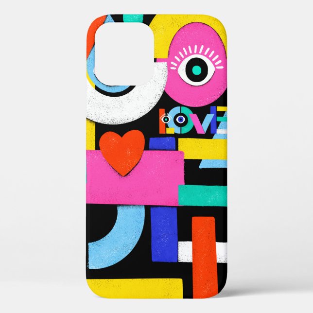 Colourful abstract pattern with word love inside,e Case-Mate iPhone case (Back)