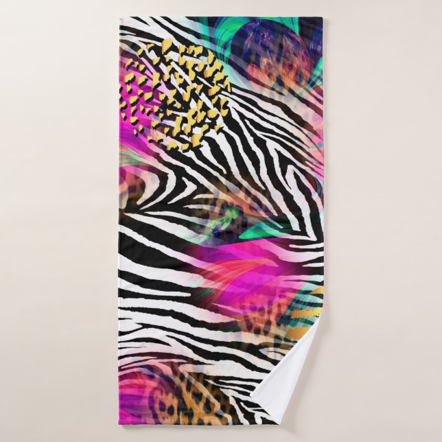 Colourful abstract pattern with zebra textureabstr bath towel (Bath Towel)