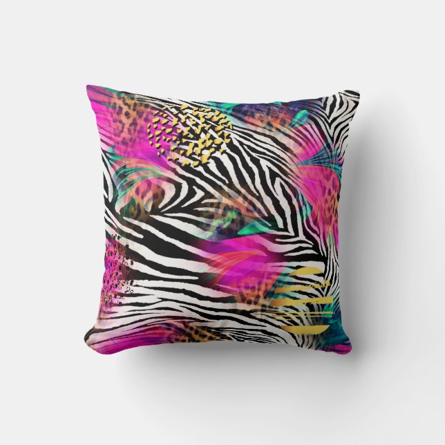 Colourful abstract pattern with zebra textureabstr cushion (Front)