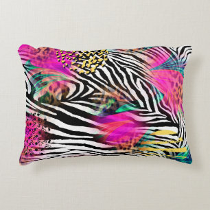 Colourful abstract pattern with zebra textureabstr decorative cushion