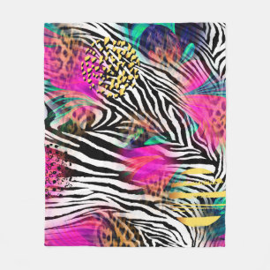 Colourful abstract pattern with zebra textureabstr fleece blanket