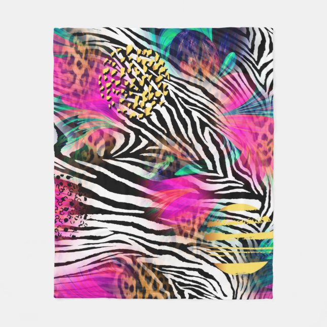 Colourful abstract pattern with zebra textureabstr fleece blanket (Front)