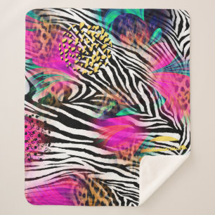Colourful abstract pattern with zebra textureabstr sherpa blanket