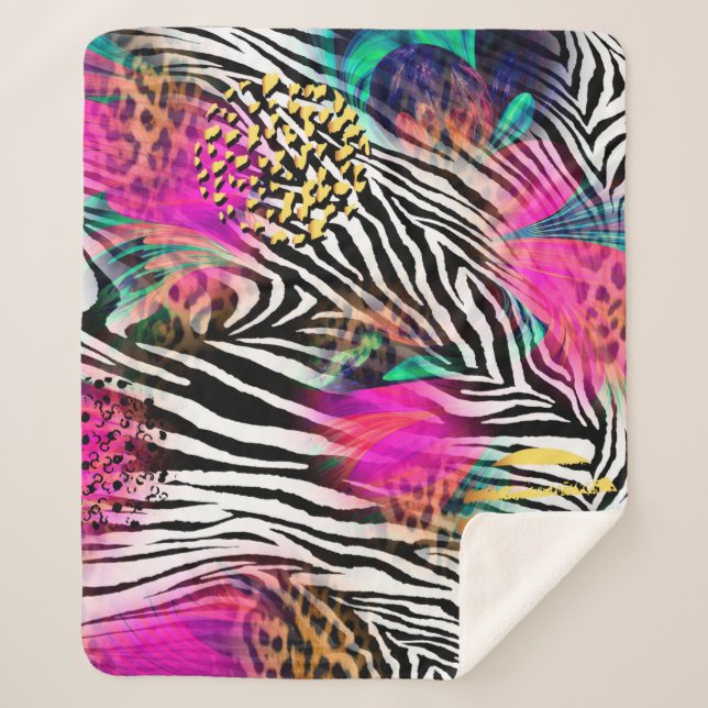 Colourful abstract pattern with zebra textureabstr sherpa blanket (Front)