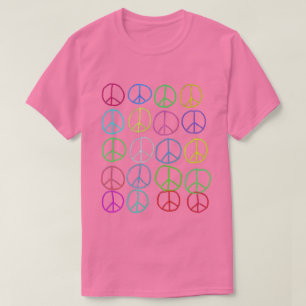 Colourful Abstract Peace Signs Art to Wear T-Shirt